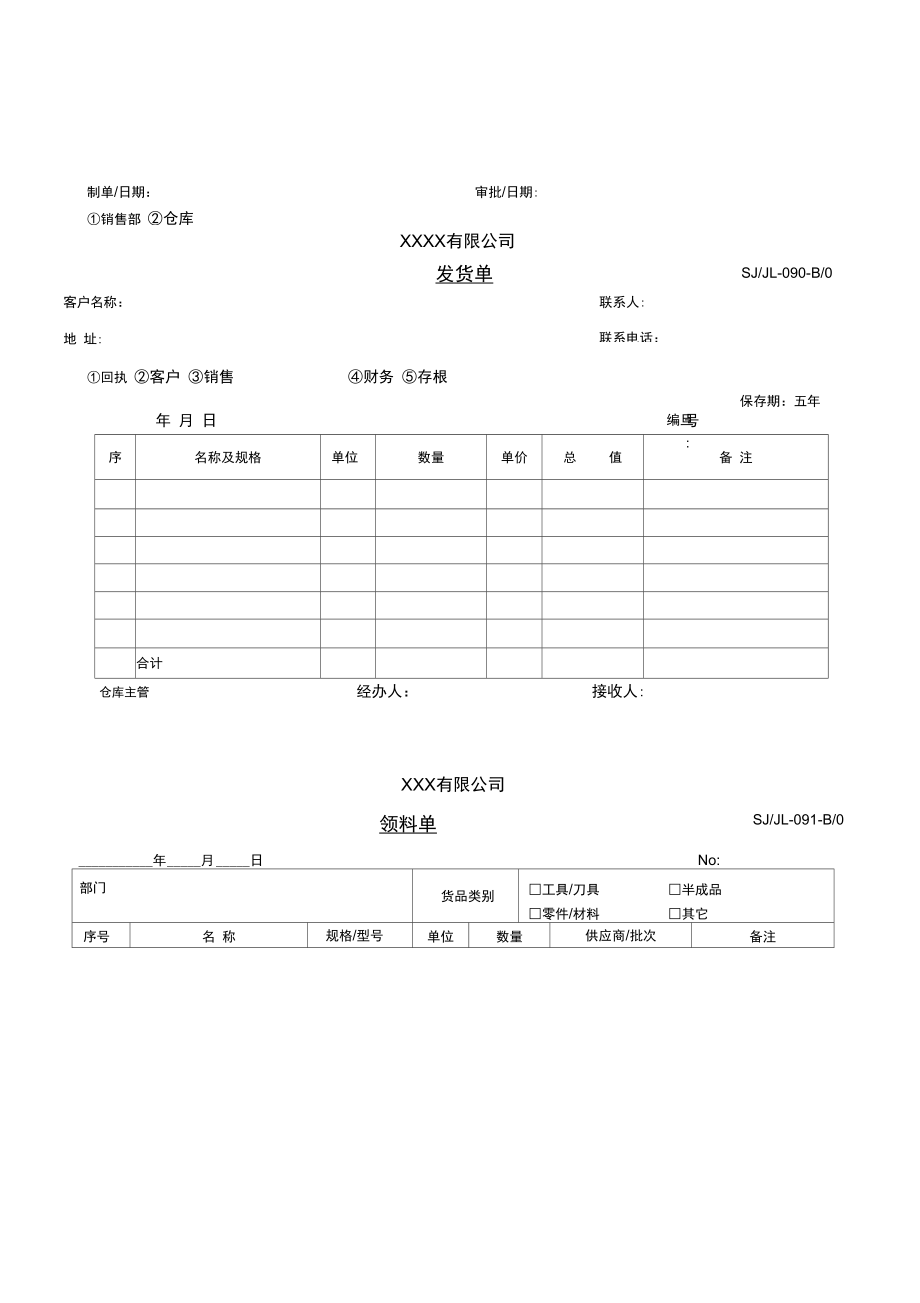 入库单、出库单、领料单、发货单(2015).doc_第2页