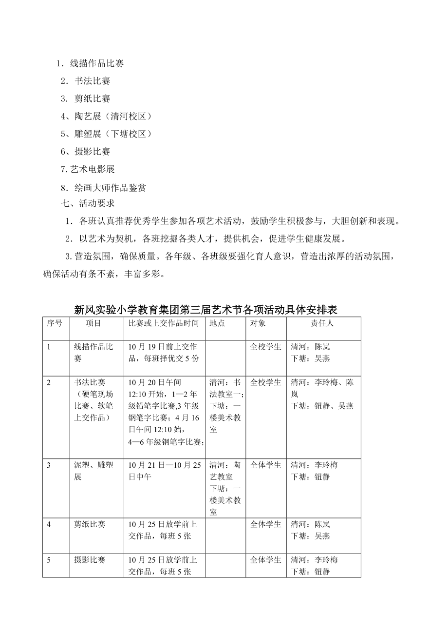 新风实验小学教育集团第五届校园艺术节实施方案.doc_第2页