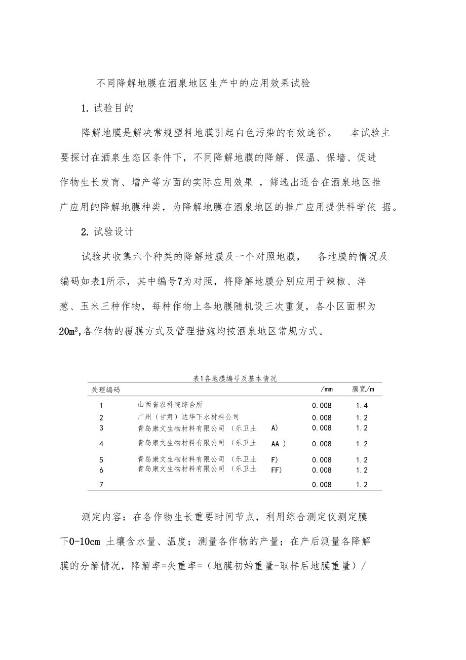 降解地膜试验报告总.docx_第1页