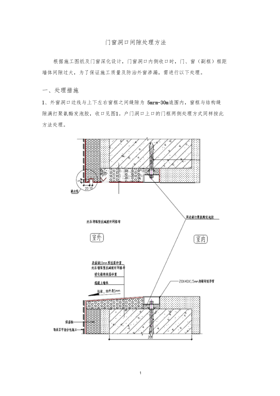 门窗洞口缝隙处理方案.docx_第1页