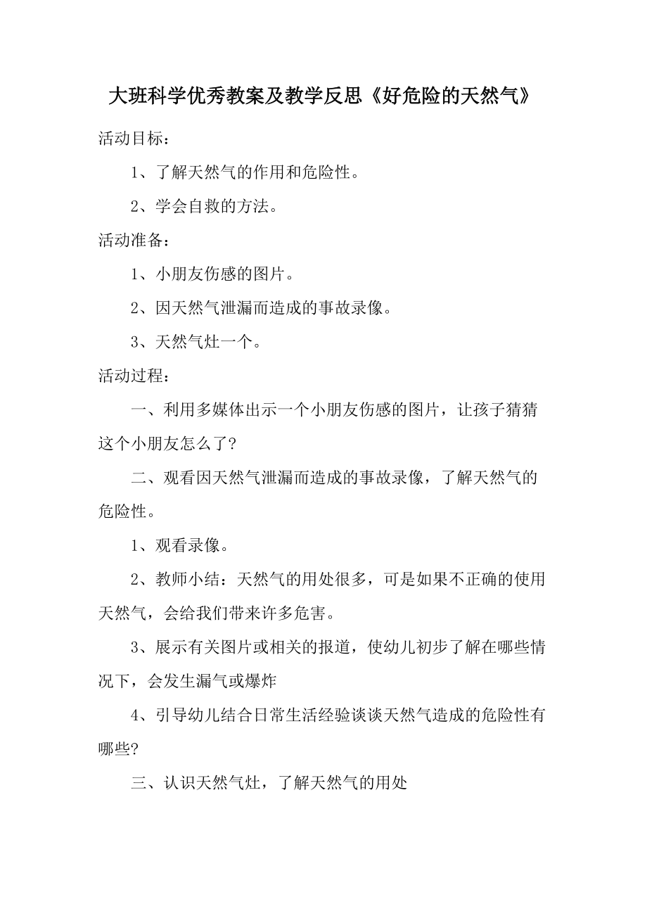 大班科学优秀教案及教学反思《好危险的天然气》.docx_第1页