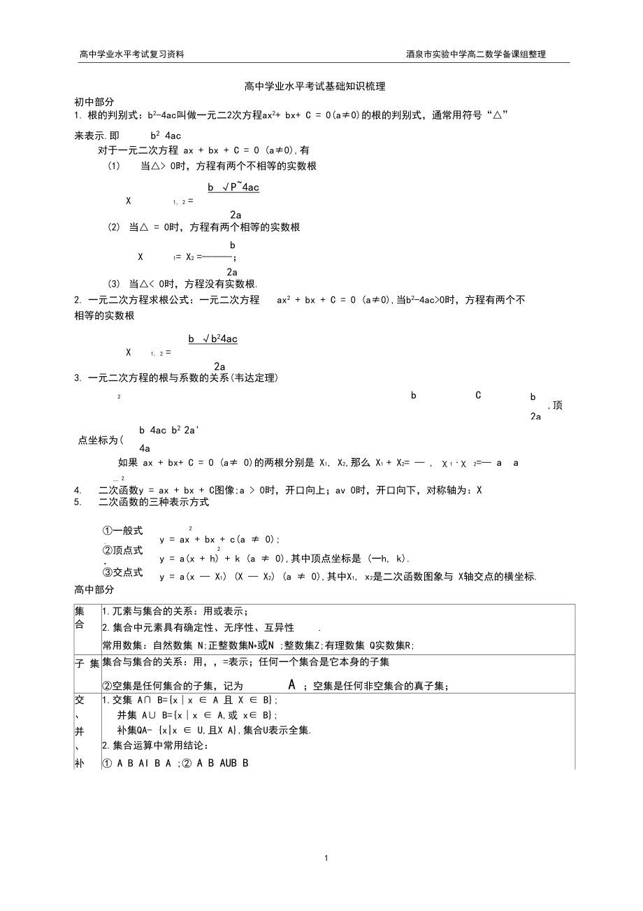 高中学业水平考试基础知识梳理.docx_第1页