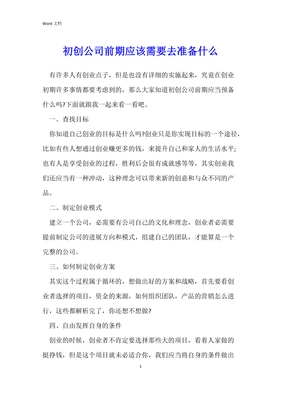 初创公司前期应该需要去准备什么.docx_第1页