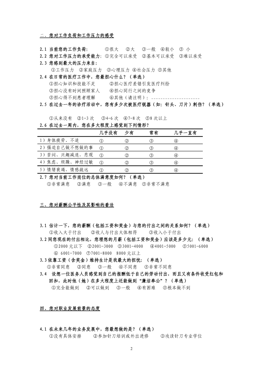 1我国针刀医务工作者从业状况调查问卷doc-中国针刀临床.docx_第2页