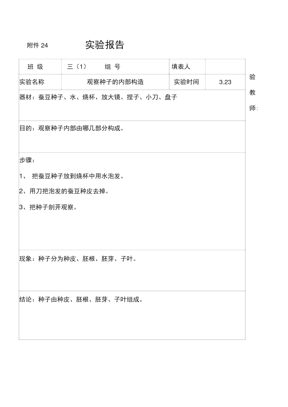 实验报告观察种子的内部构造.docx_第1页