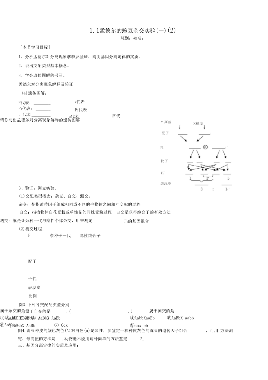 2019精品教育1孟德尔的豌豆杂交试验习题1.docx_第1页