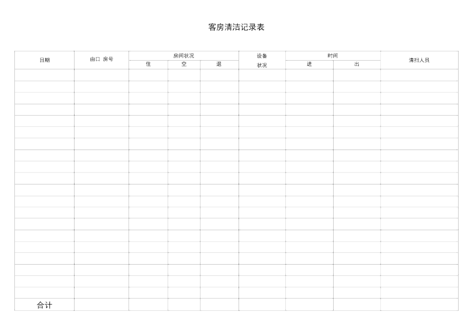 客房清洁记录表.docx_第1页