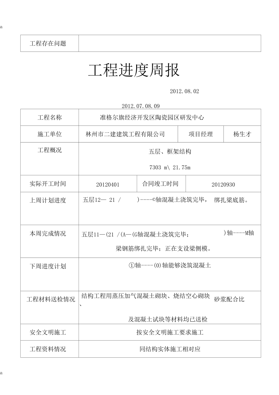 《工程进度周报》word版.docx_第2页