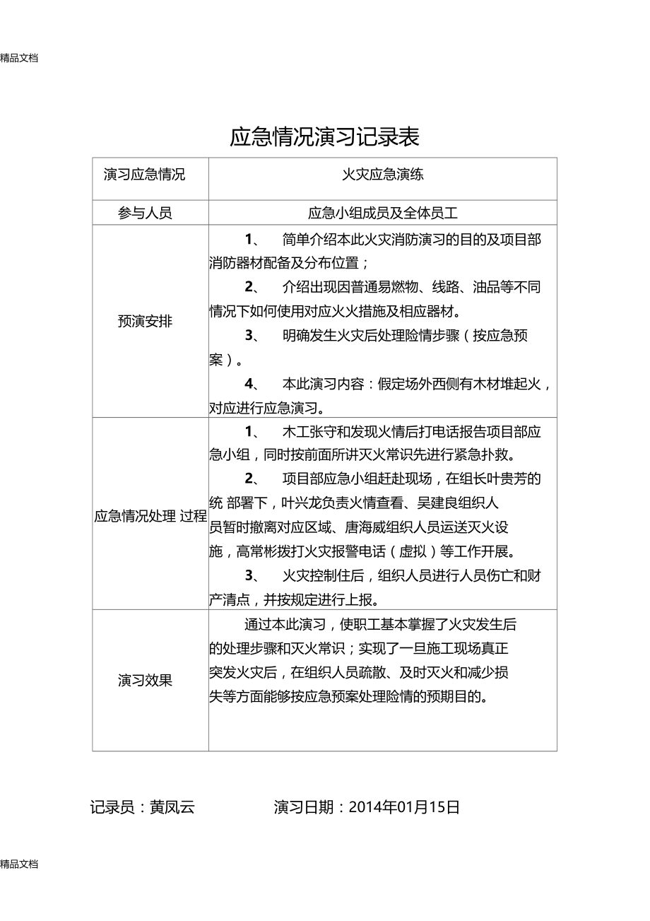 应急救援预案演练记录防火、防爆教学文案.docx_第1页