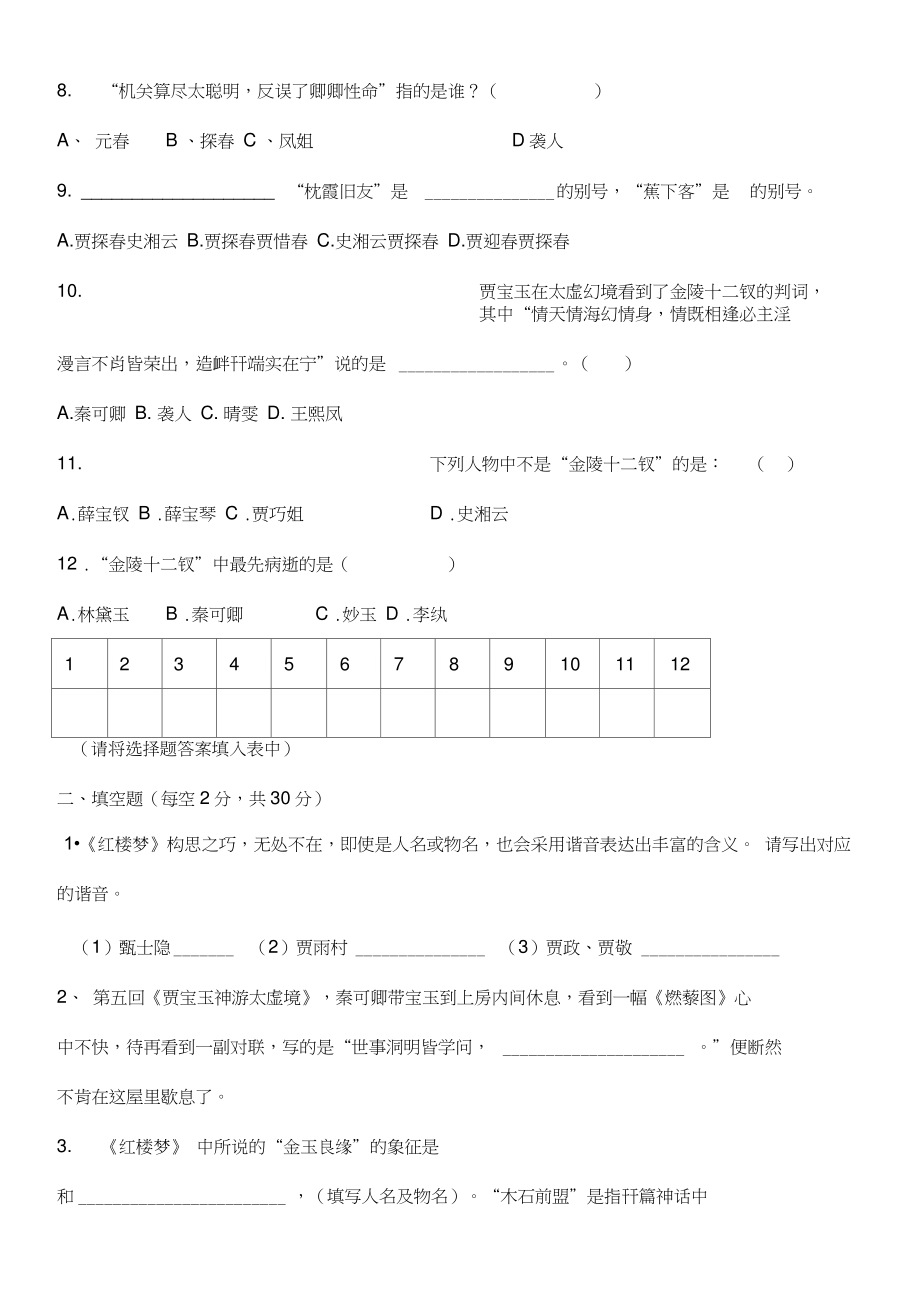 《红楼梦》知识竞赛题答案.doc_第2页