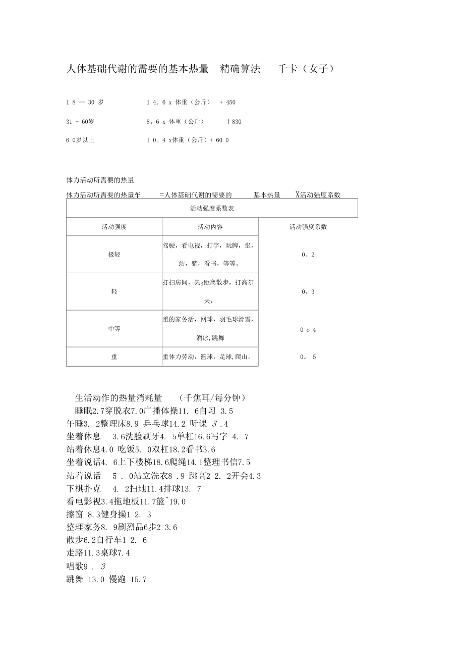 「人体基础代谢的需要的基本热量精确算法」.docx_第1页