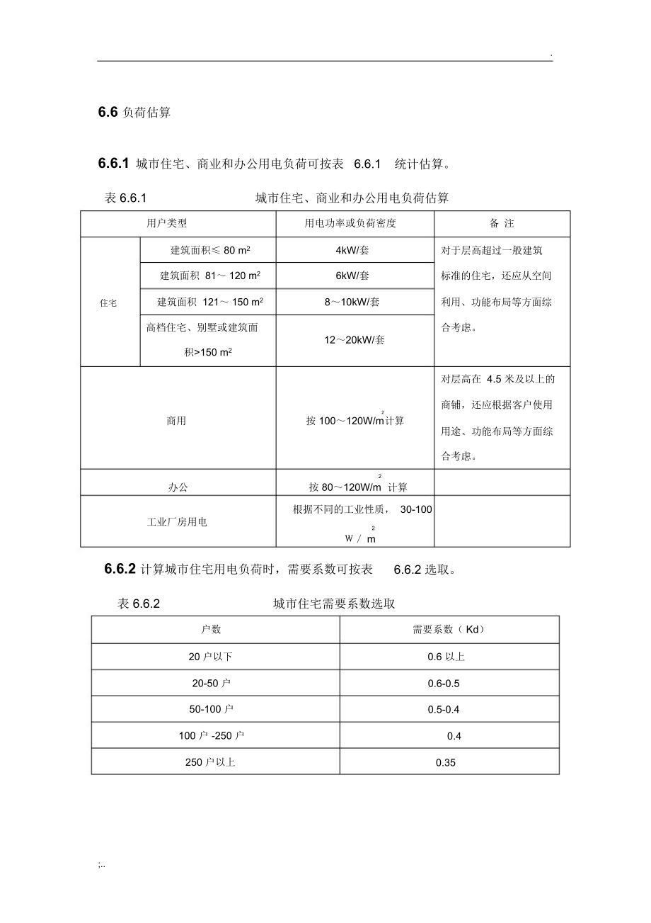 商业,民宅用电负荷估算.doc_第1页