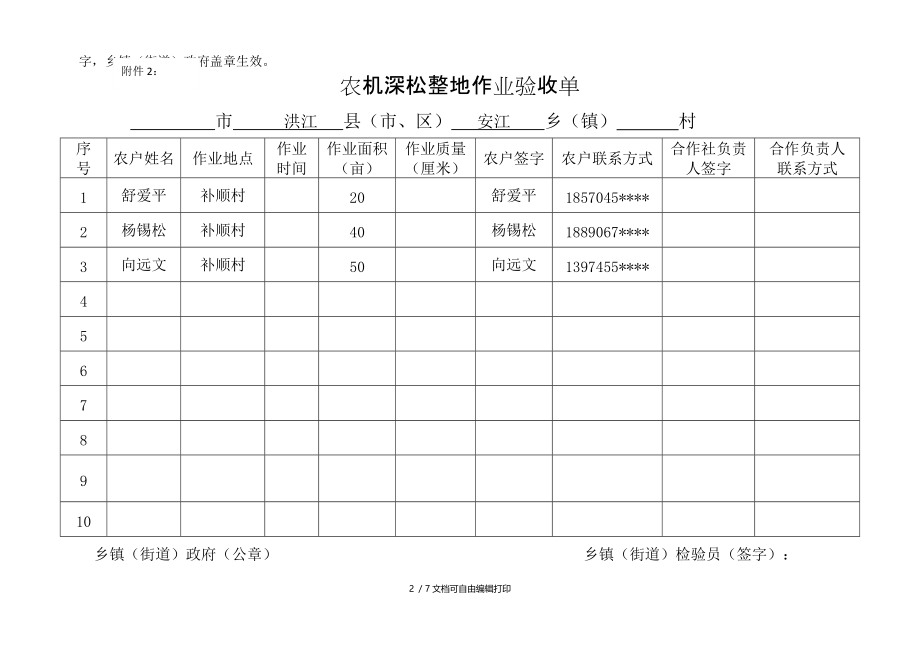 农机深松整地作业验收单.DOC_第2页