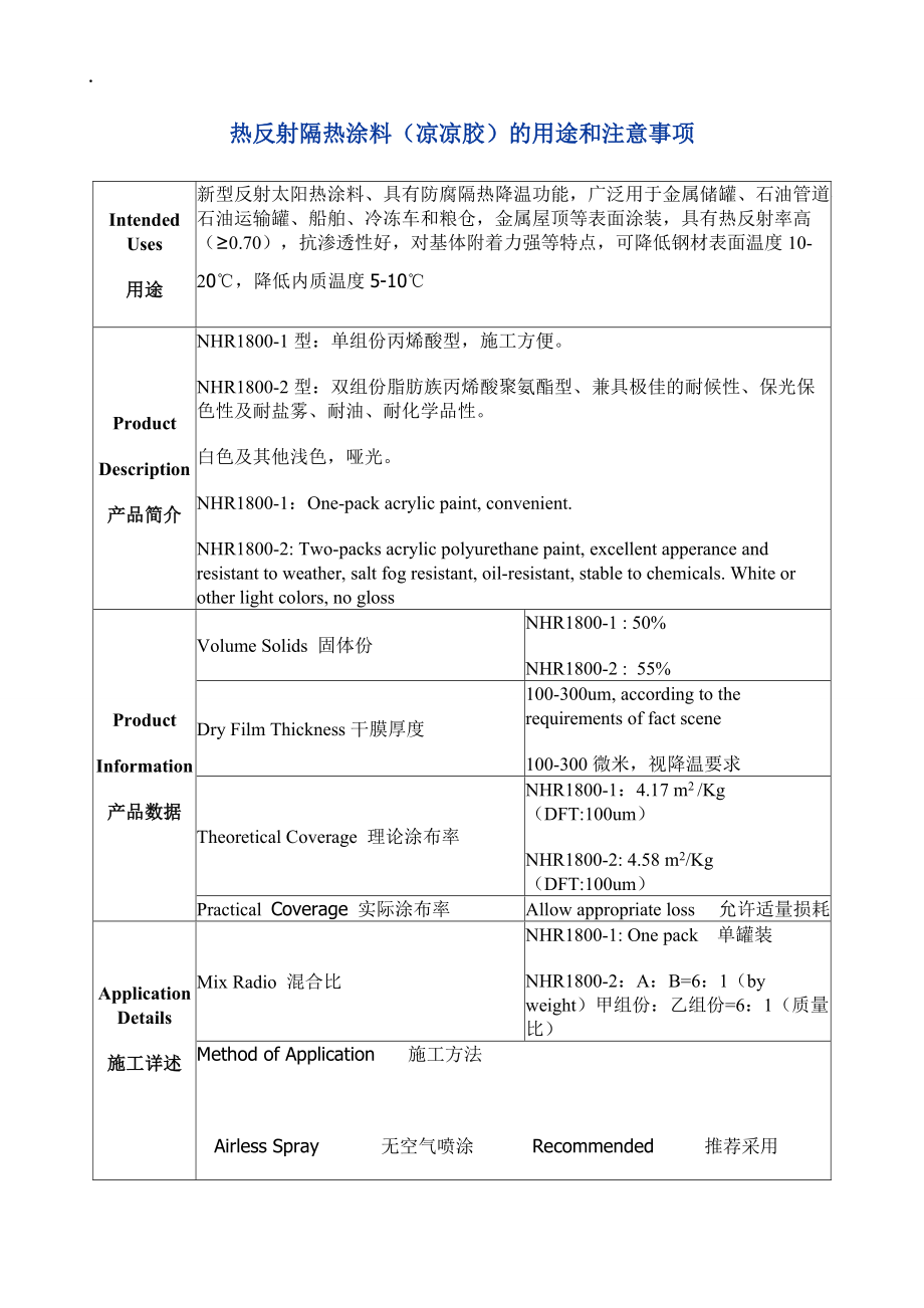 热反射隔热涂料(凉凉胶)及用途和注意事项.docx_第1页