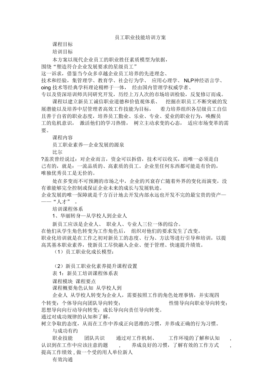 员工职业技能培训方案.doc_第1页