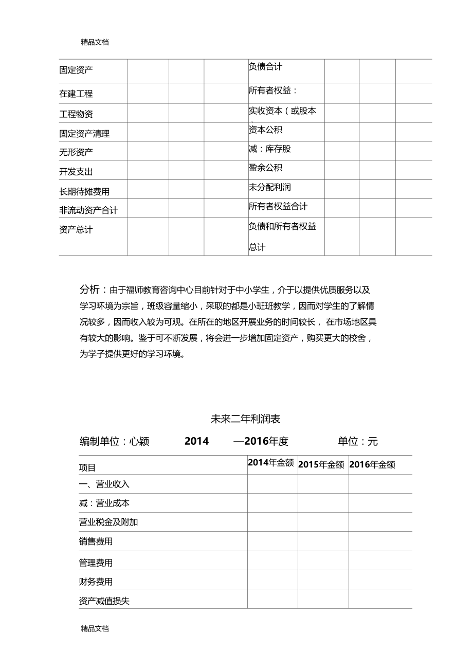 最新未来三年资产负债表和利润表的预测资料.docx_第2页