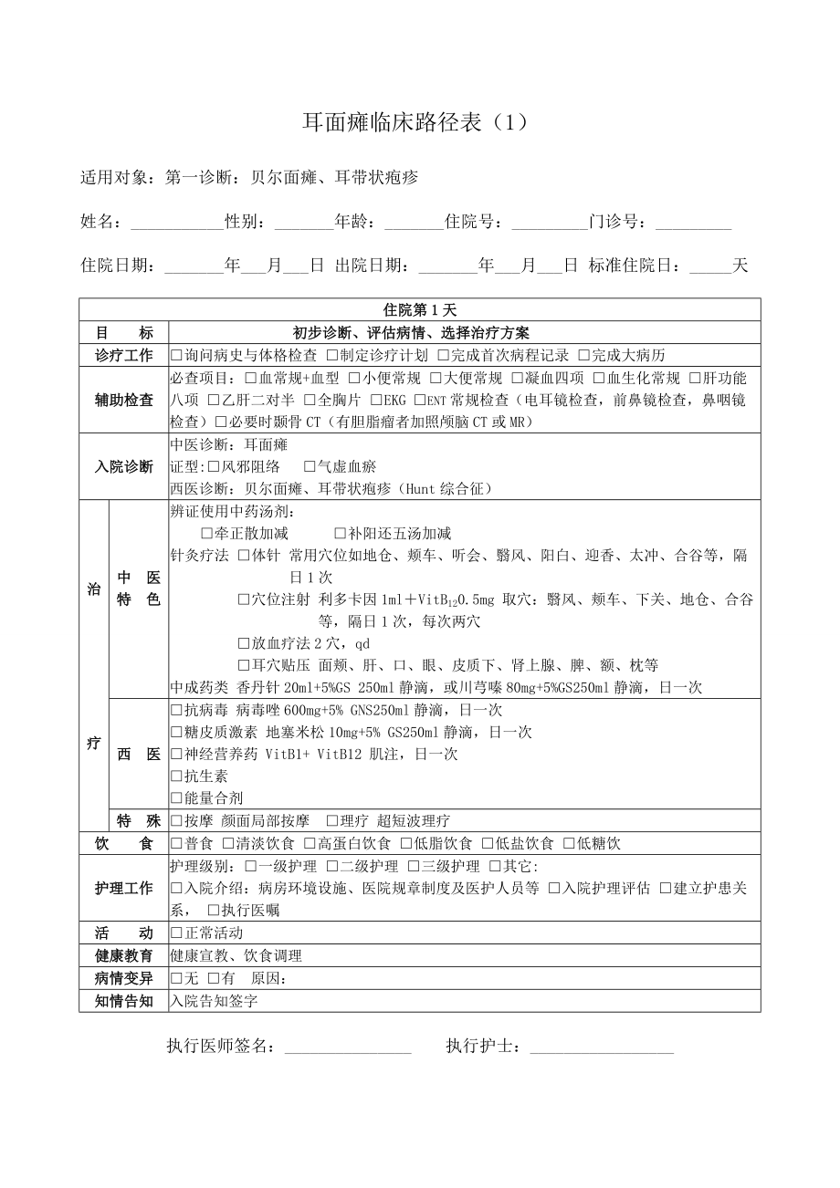 耳面瘫临床路径表.doc_第2页