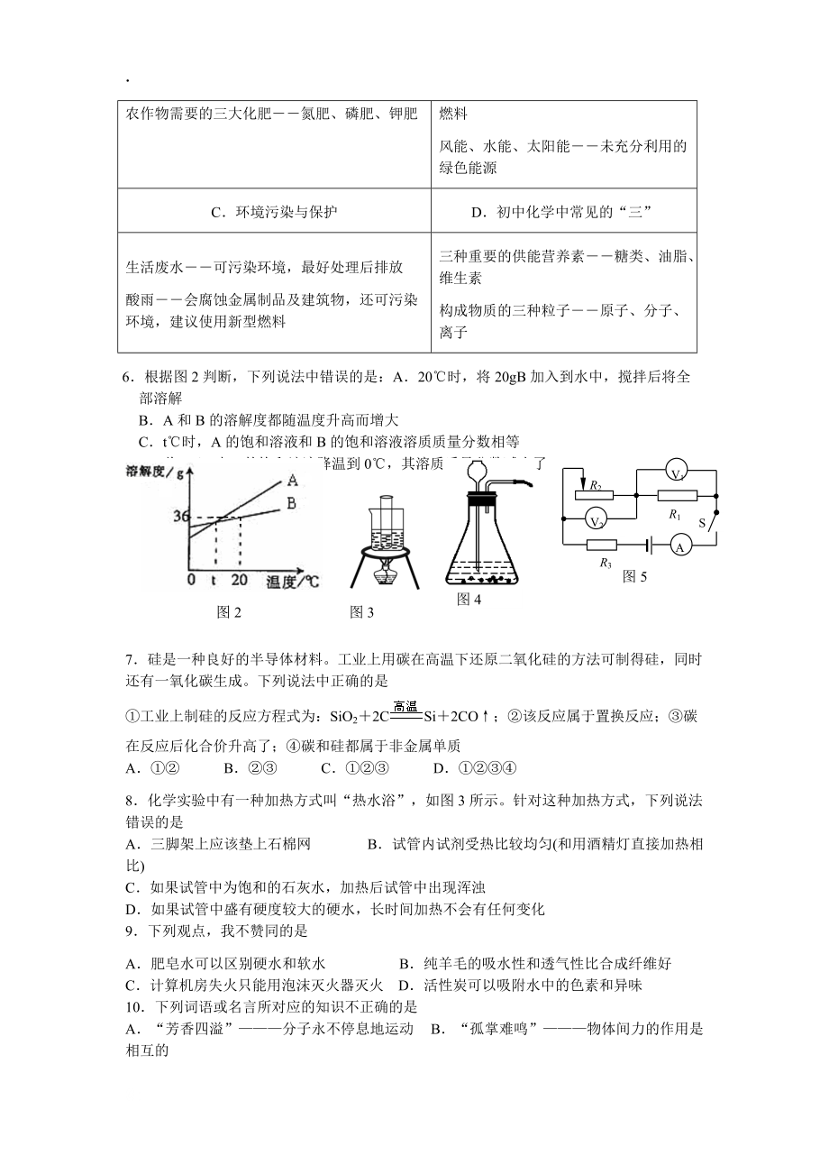 2009年石家庄市第二十八中学初三年级理科.docx_第2页