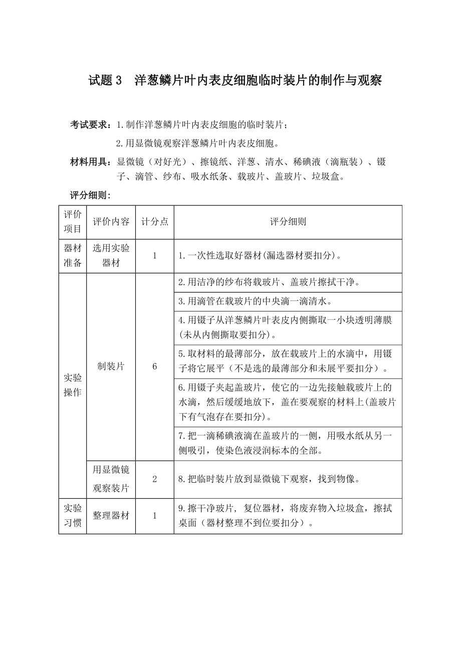 2017年南县八年级生物实验考查测试题（新）.doc_第3页