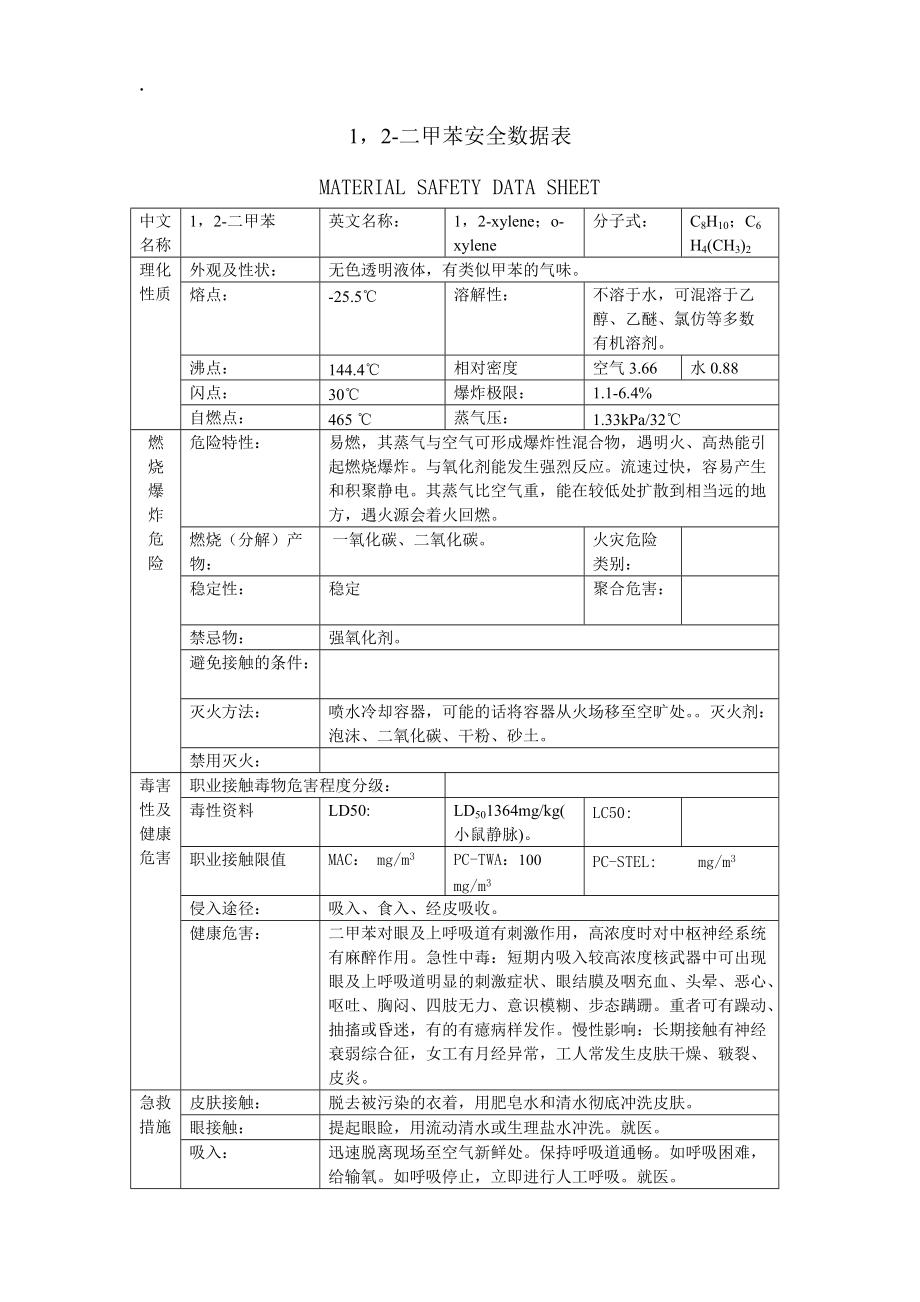 2-二甲苯安全数据表.docx_第1页