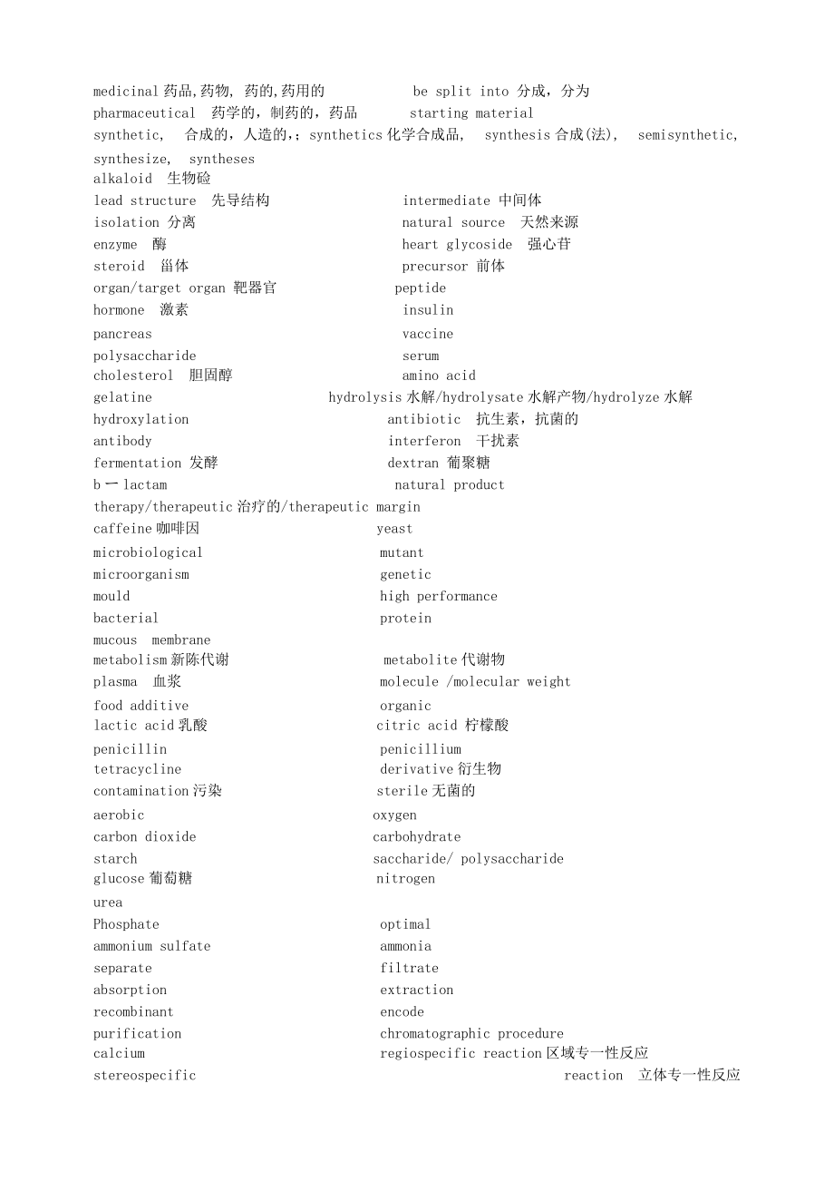 药物化学专业英语词汇.doc_第1页