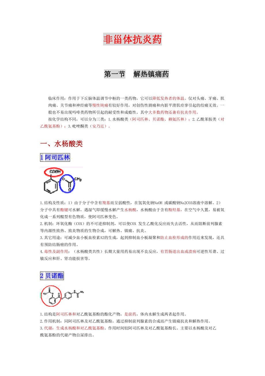 解热镇痛、非甾体抗炎、抗痛风药.doc_第1页