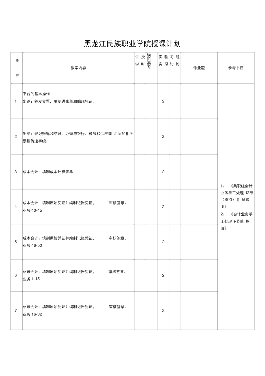 131402《会计技能竞赛平台实训》授课计划(12级).docx_第2页