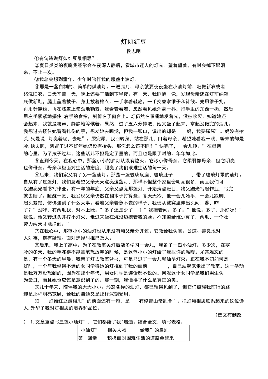 灯如红豆(阅读理解及答案).docx_第1页