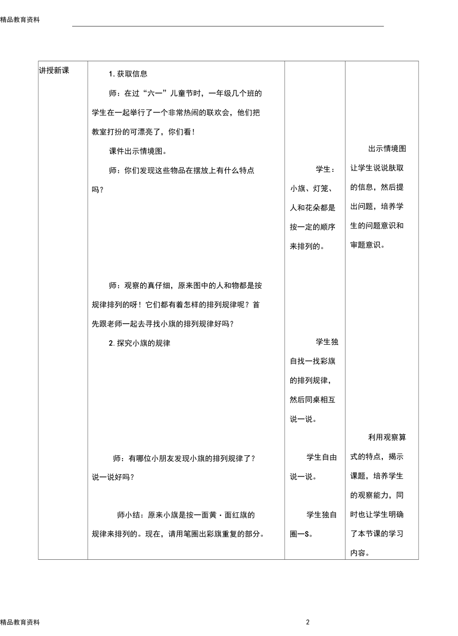 最新人教版一年级数学下册《找规律(一)》教案.docx_第2页