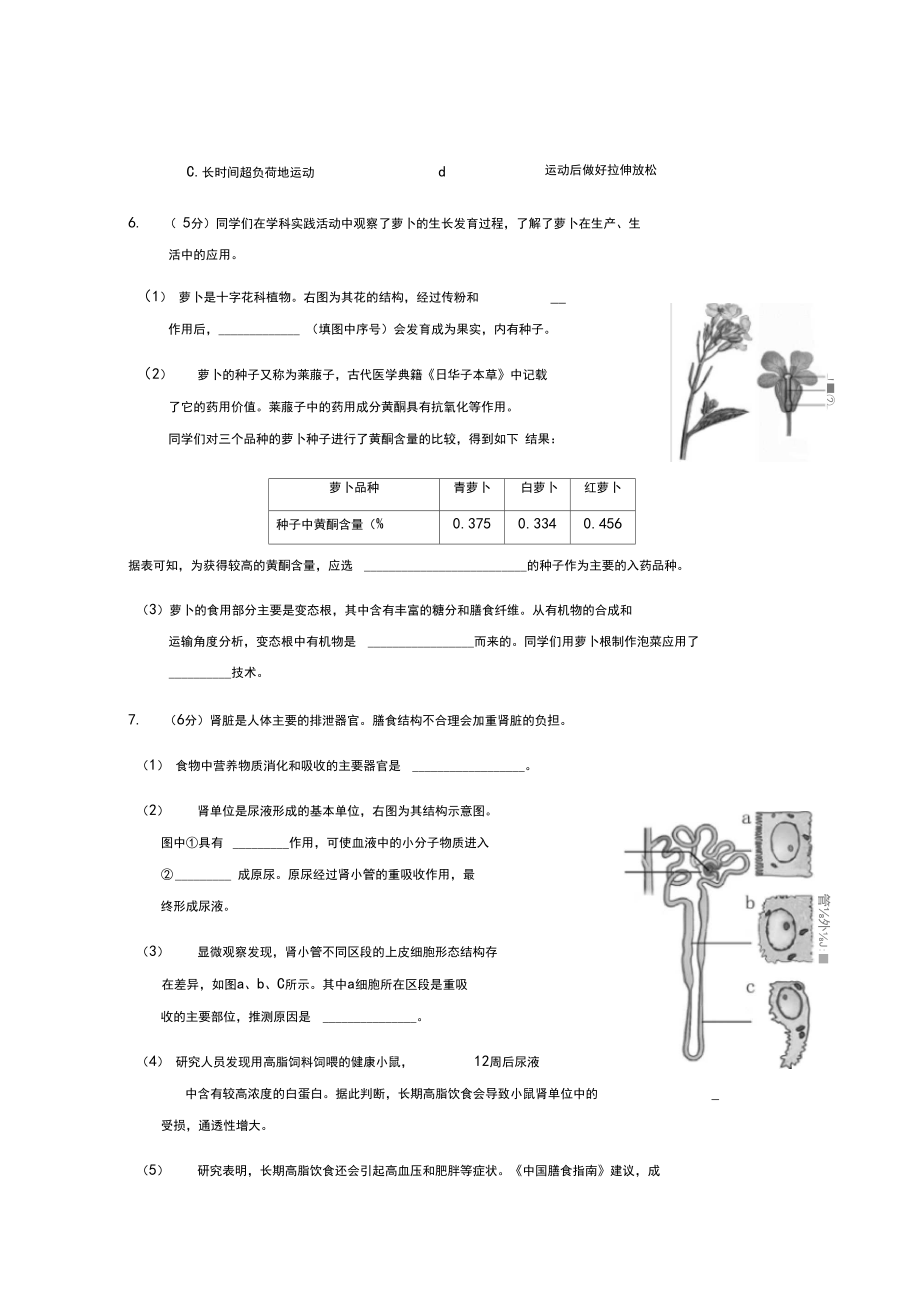 生物体的结构层次试题.docx_第3页