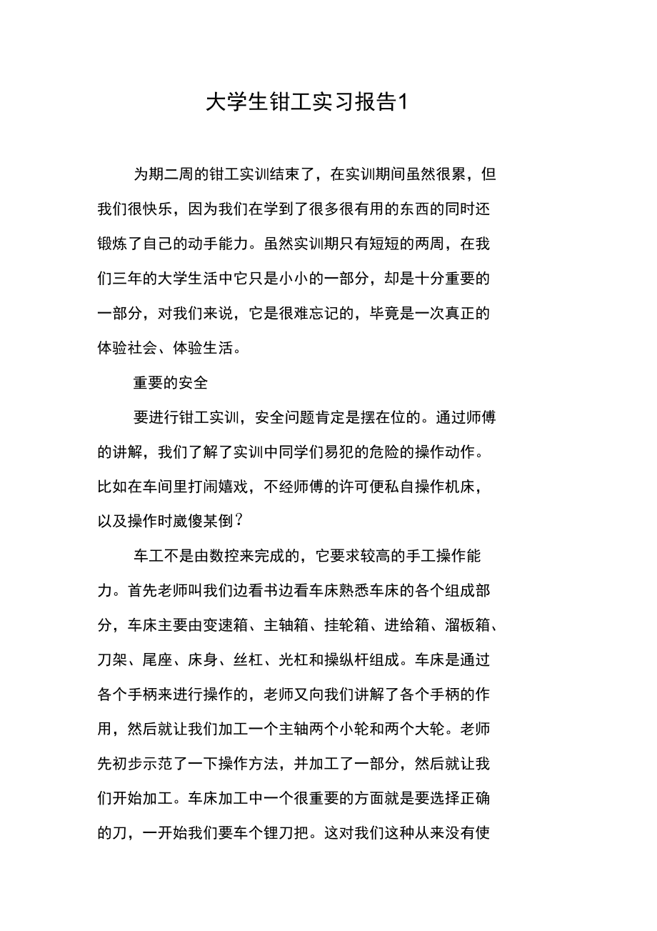 大学生钳工实习报告1.doc_第1页