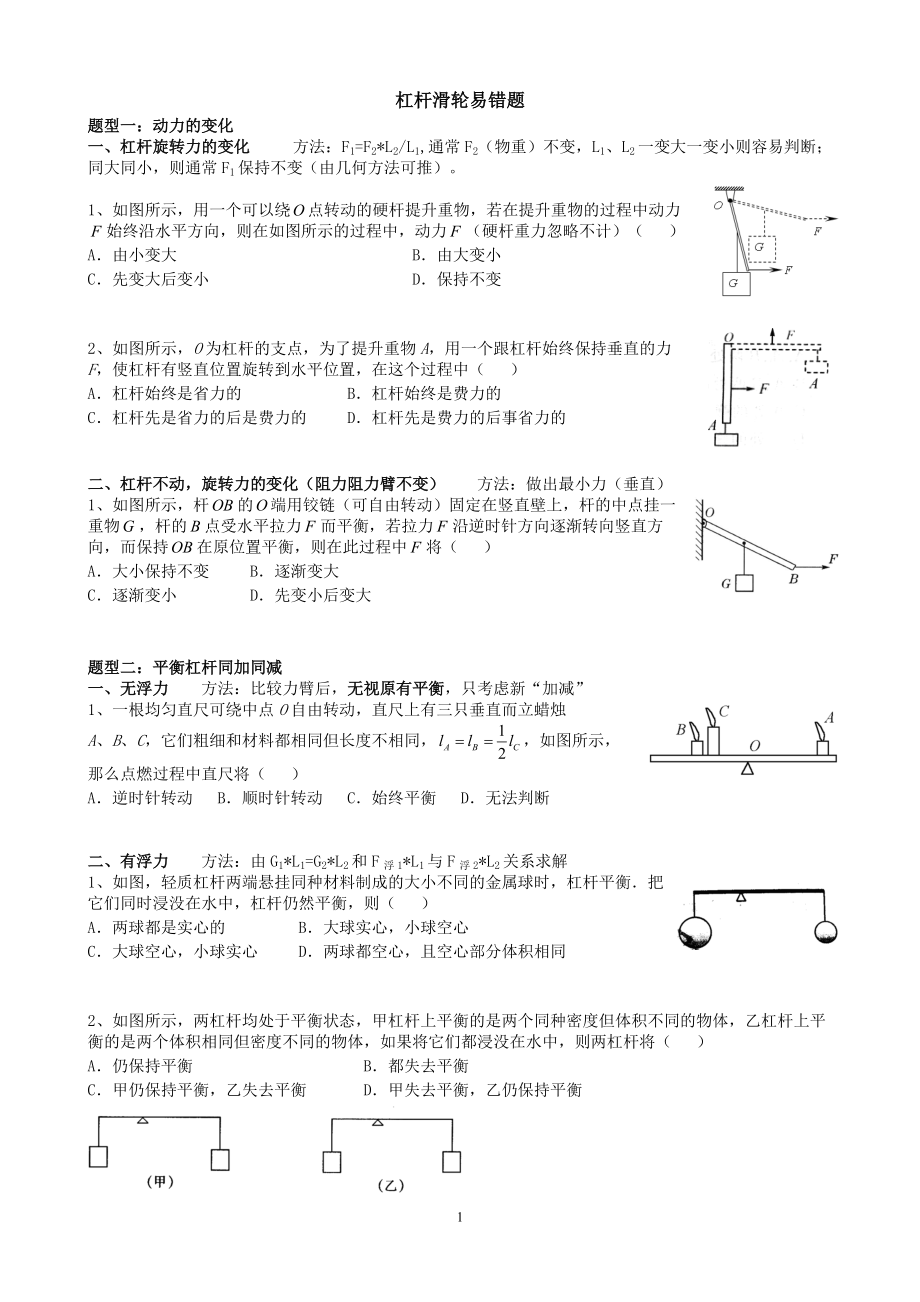 杠杆滑轮易错题.doc_第1页