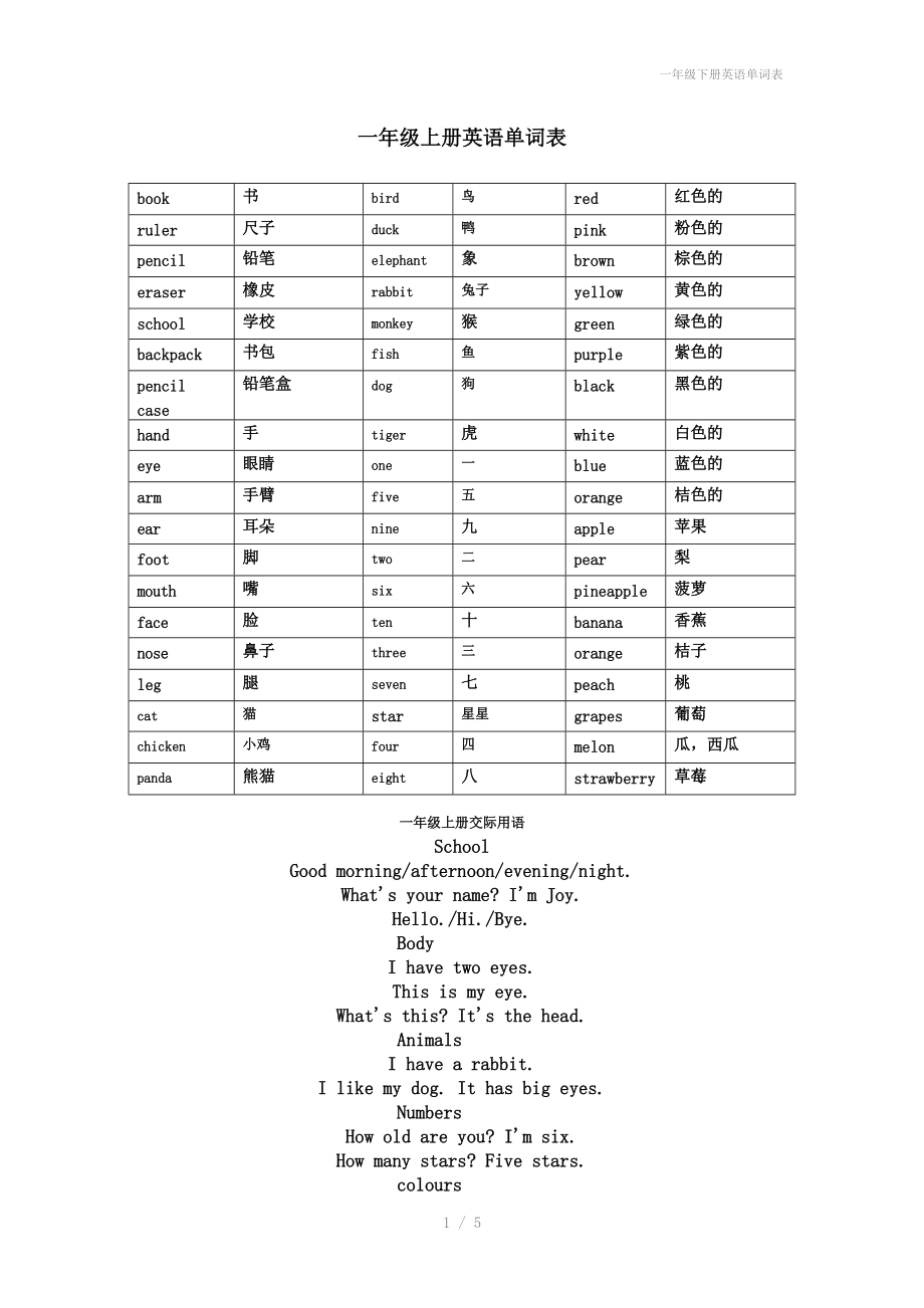 一年级下册英语单词表.doc_第1页