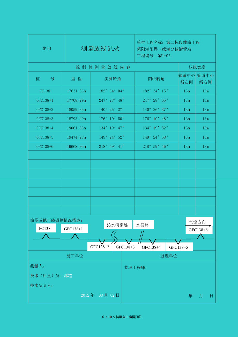 线测量放线记录.doc_第1页