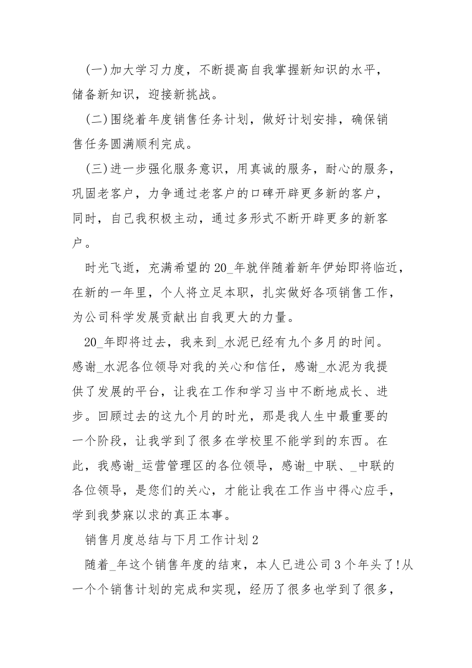 销售月度总结与下月工作计划.docx_第3页