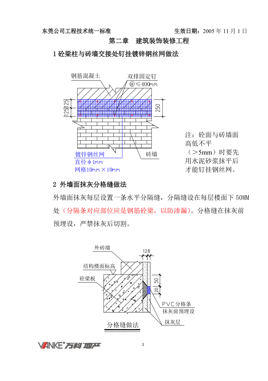 万科工程技术统一标准(建筑装饰装修工程).doc_第1页