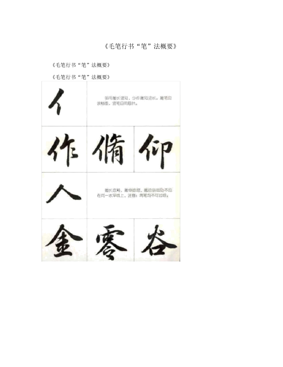 《毛笔行书“笔”法概要》.docx_第1页