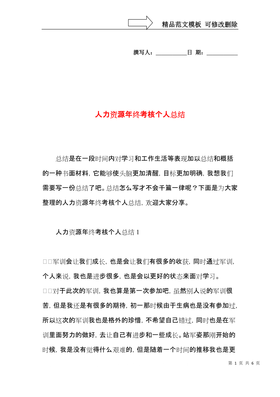 人力资源年终考核个人总结.docx_第1页