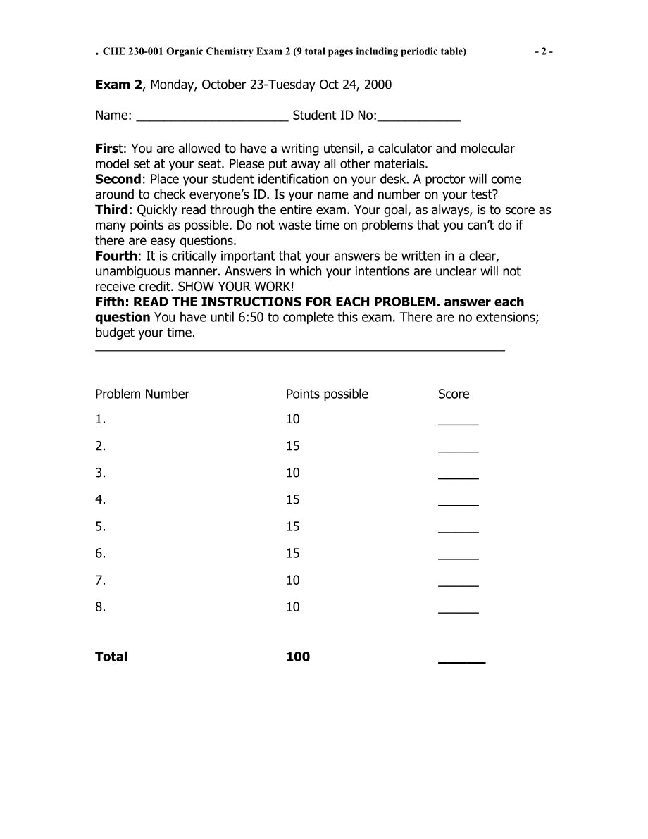 CHE 230-001 Organic Chemistry：车230-001有机化学.docx_第2页