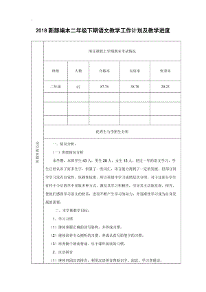 2018新部编二年级下期语文及教学进度.docx