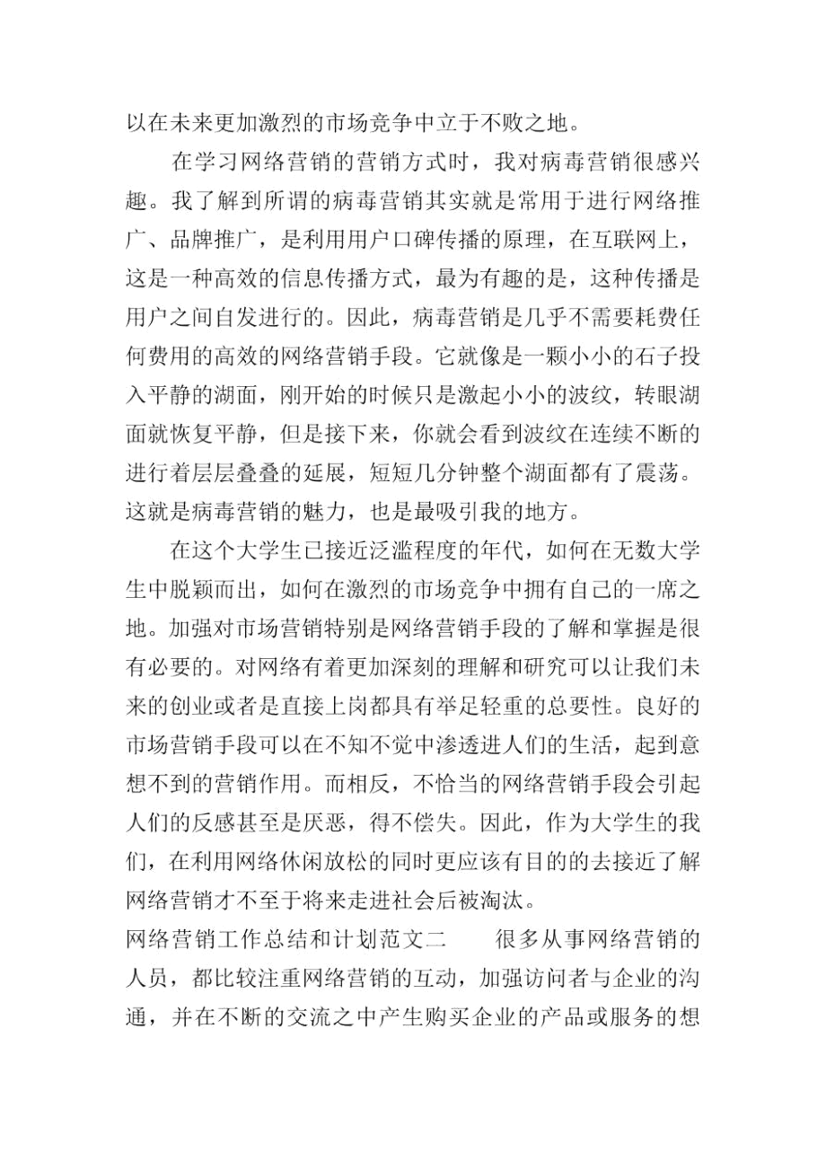 网络营销工作总结和计划.docx_第2页