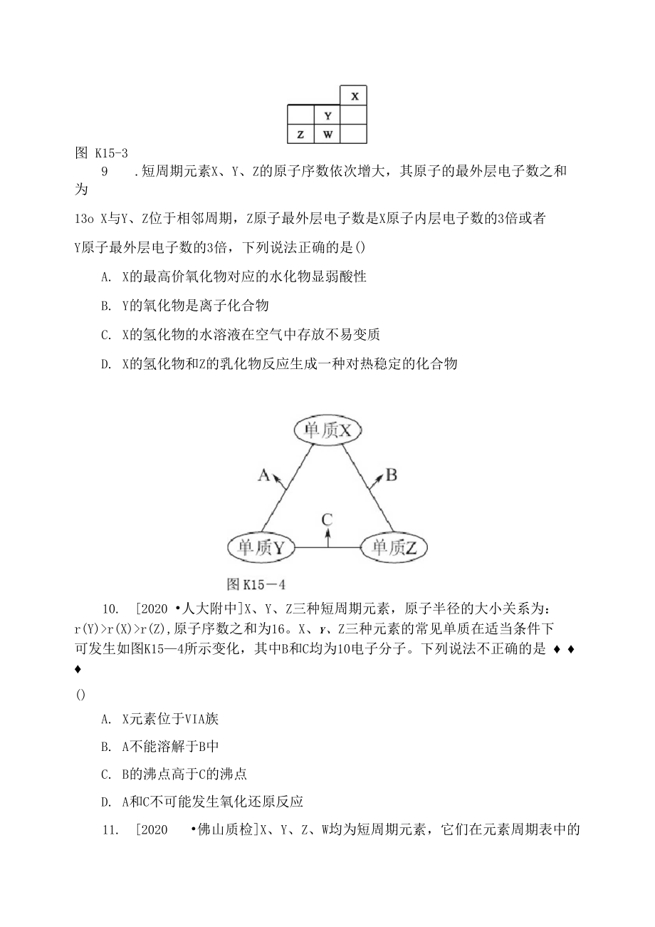 (安徽专用)2020届高三化学一轮复习专讲专练(基础热身+能力提升+挑战自我)第15讲元素周期律.docx_第3页