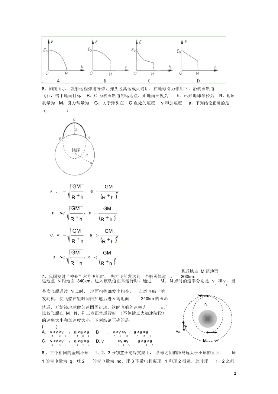 浙江省杭州市2013届高三物理第二次月考试题新人教版.docx_第2页