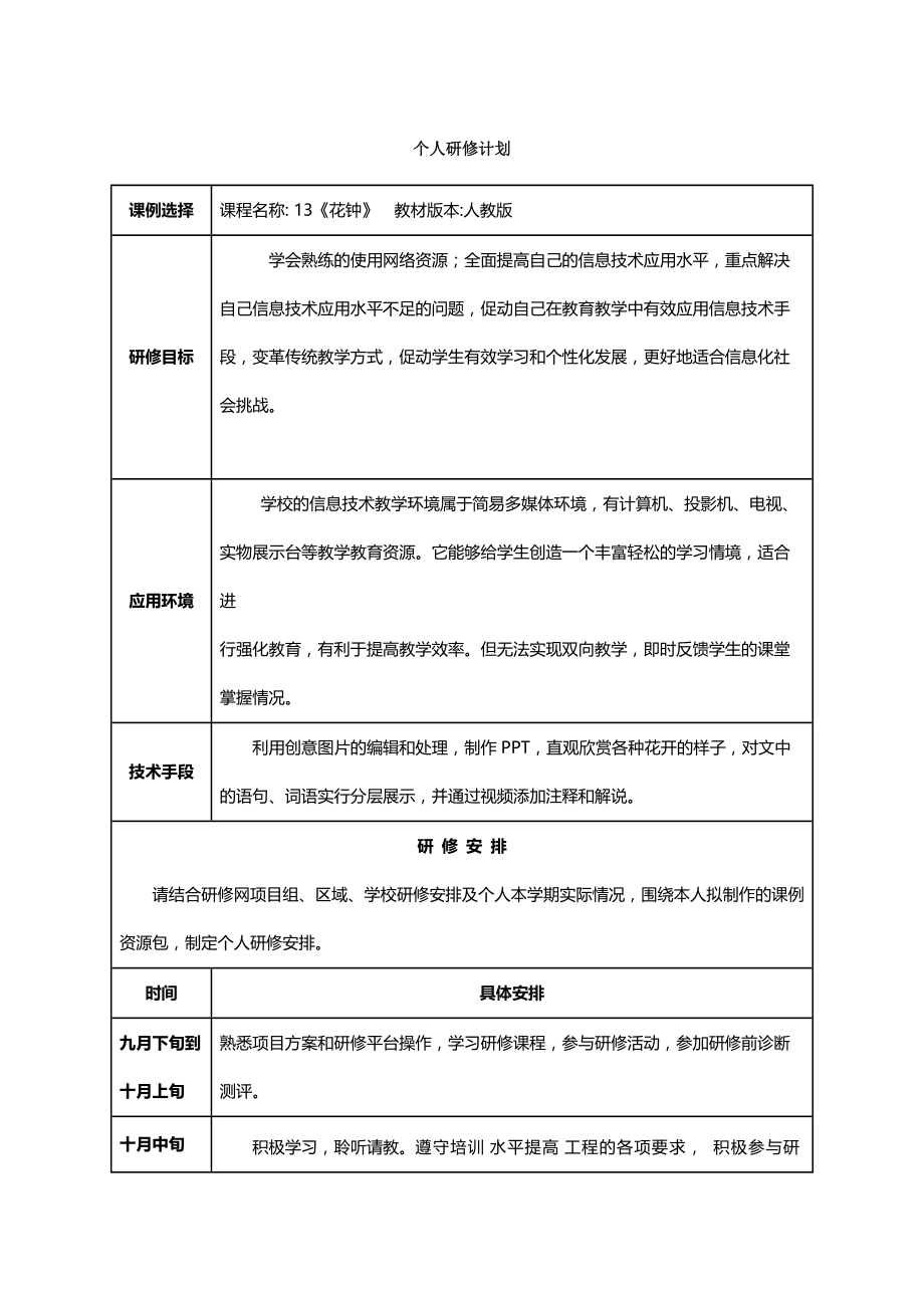 上官玲瑄个人研修计划.doc_第1页