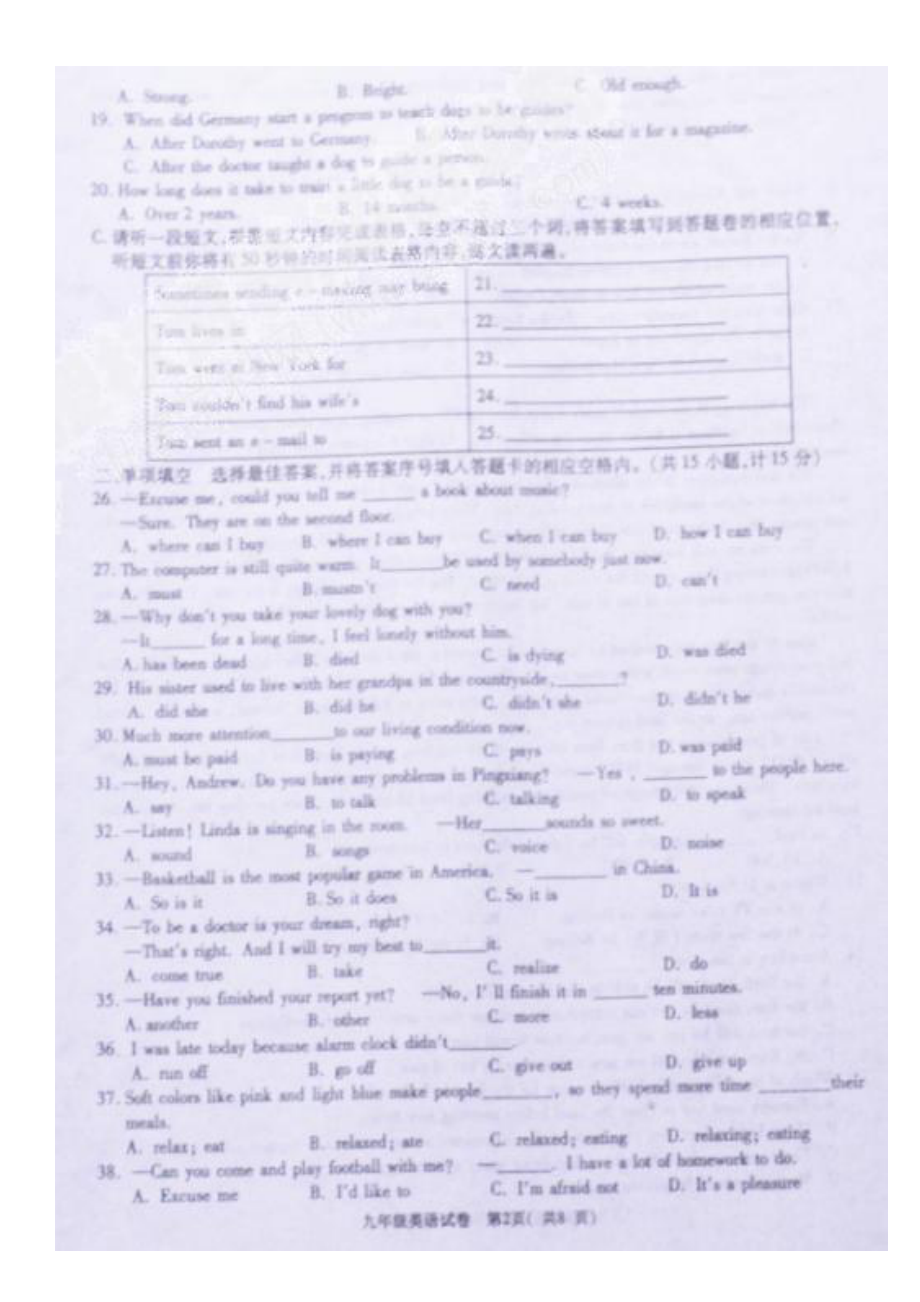 （整理版）市九年级英语上学期期末考试试题（扫描）.doc_第3页