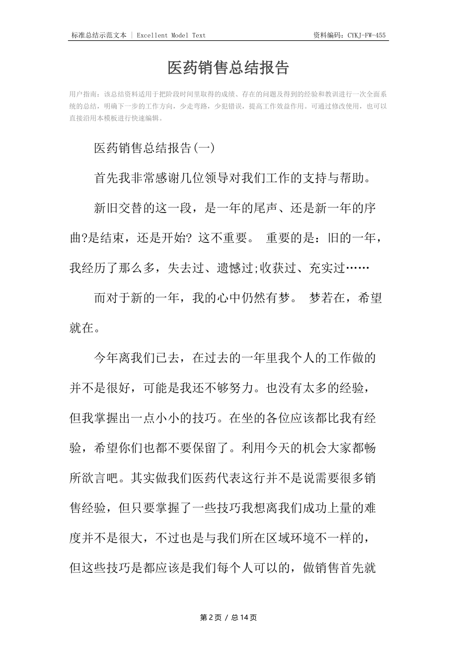 医药销售总结报告.docx_第2页