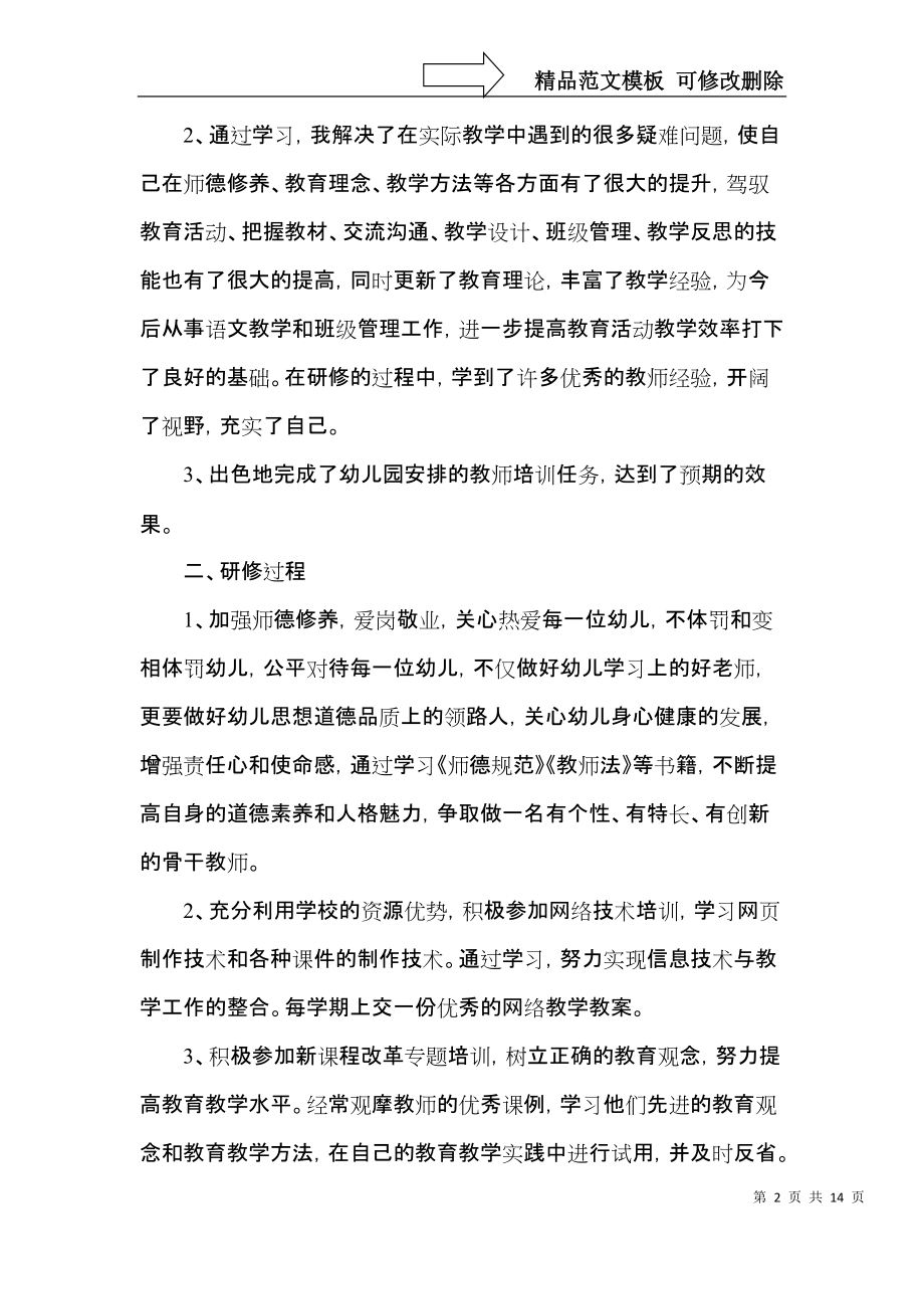 幼儿教师个人研修总结.docx_第2页