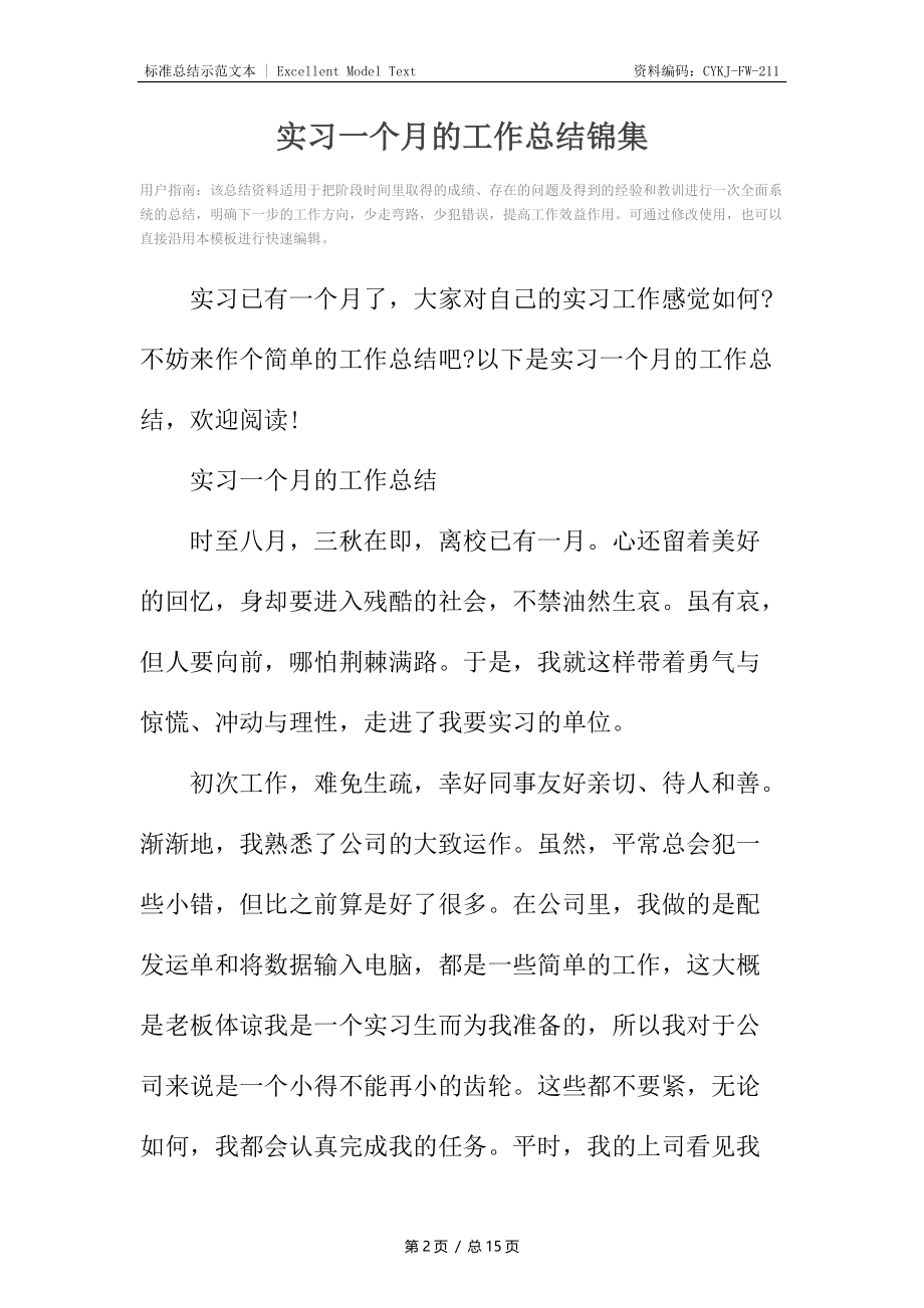 实习一个月的工作总结锦集.docx_第2页