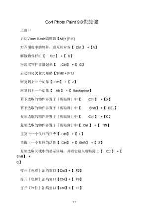 CorlPhotoPaint9.0快捷键.docx