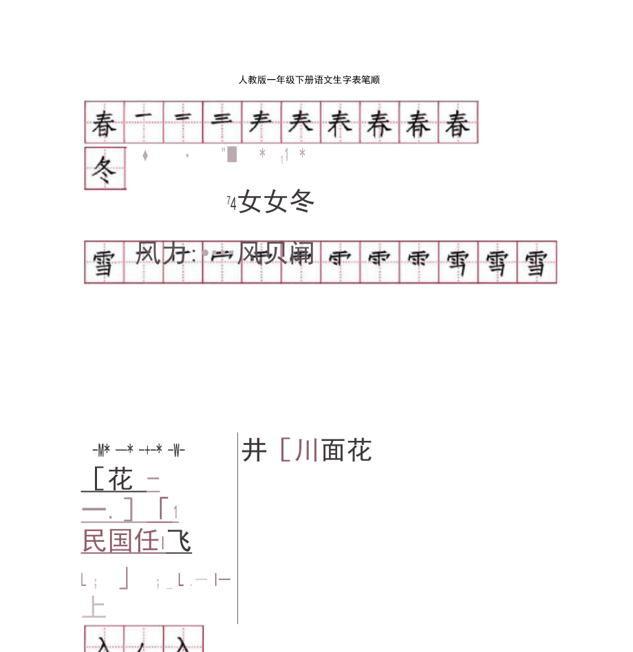 部编教材一年级下册生字笔顺笔画.docx_第1页